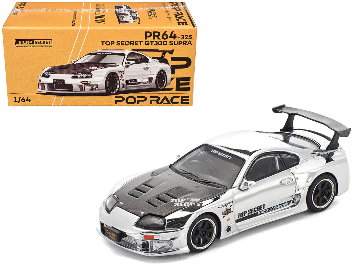 Toyota Supra "Top Secret" GT300 RHD (Right Hand Drive) Silver Chrome 1/64 Diecast Model Car by Pop Race-3