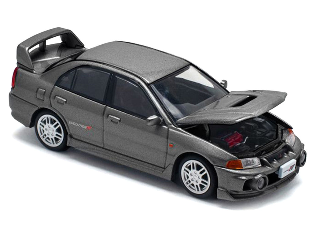 Mitsubishi Lancer Evolution IV RHD (Right Hand Drive) Dark Gray Metallic 1/64 Diecast Model Car by Pop Race-2