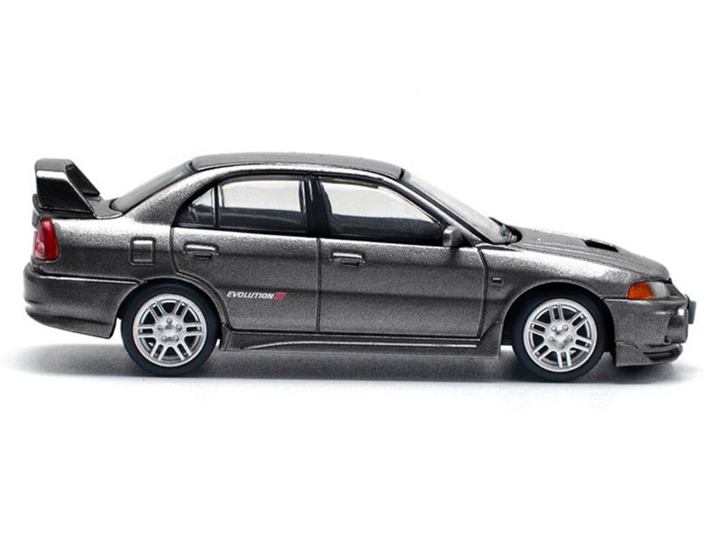 Mitsubishi Lancer Evolution IV RHD (Right Hand Drive) Dark Gray Metallic 1/64 Diecast Model Car by Pop Race-1