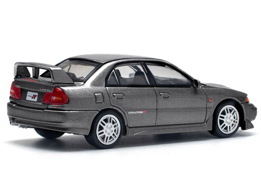 Mitsubishi Lancer Evolution IV RHD (Right Hand Drive) Dark Gray Metallic 1/64 Diecast Model Car by Pop Race-0