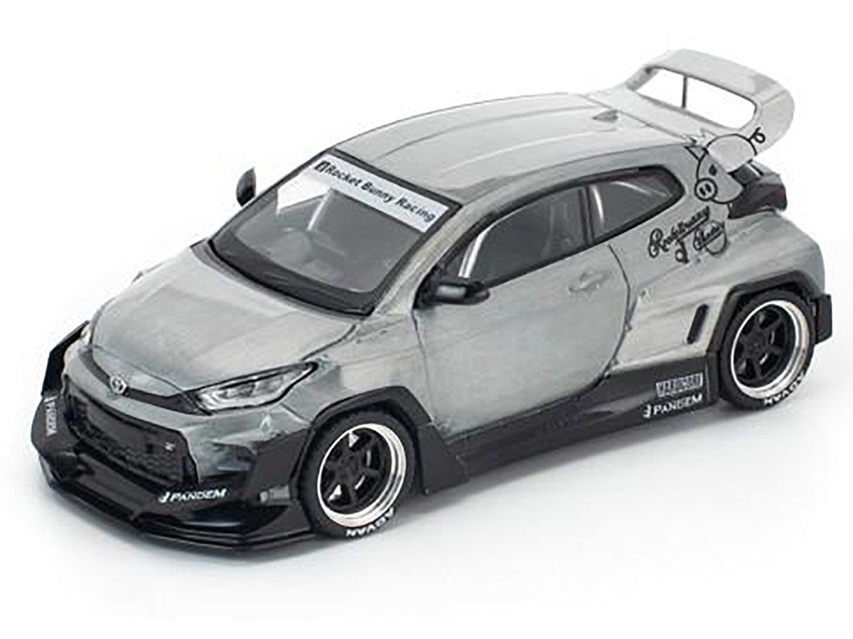 Toyota "Pandem" GR Yaris RHD (Right Hand Drive) Raw Metal 1/64 Diecast Model Car by Pop Race-1