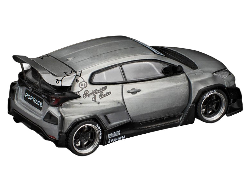 Toyota "Pandem" GR Yaris RHD (Right Hand Drive) Raw Metal 1/64 Diecast Model Car by Pop Race-2