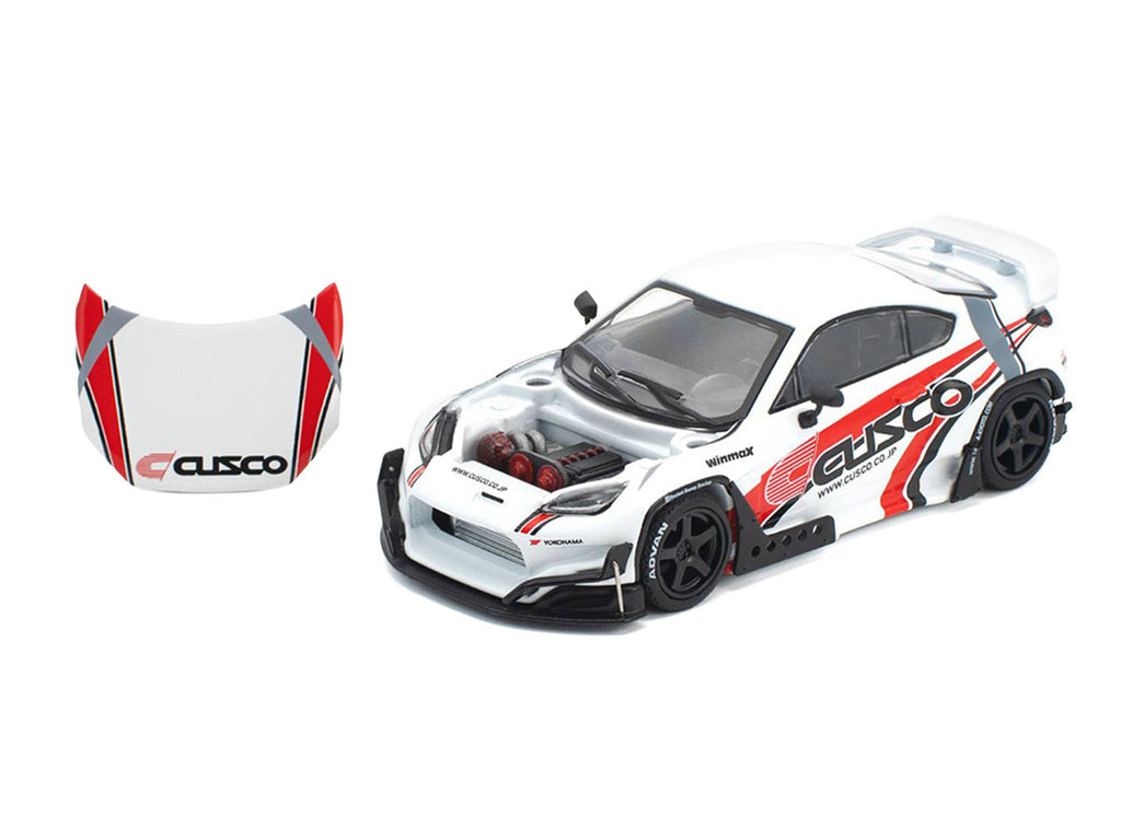 Toyota Pandem GR86 "Cusco" White with Racing Graphics 1/64 Diecast Model Car by Pop Race-3