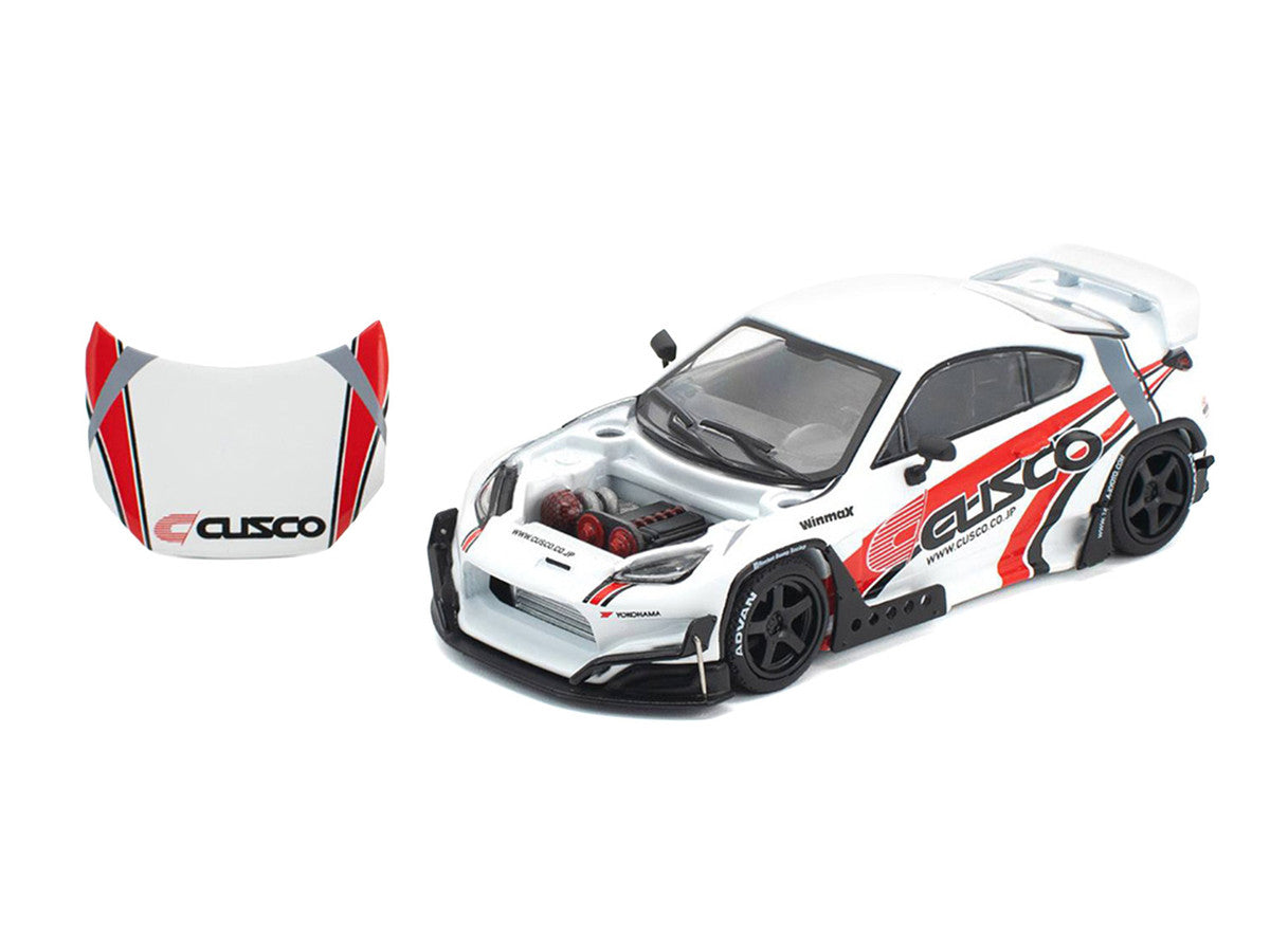 Toyota Pandem GR86 "Cusco" White with Racing Graphics 1/64 Diecast Model Car by Pop Race-3