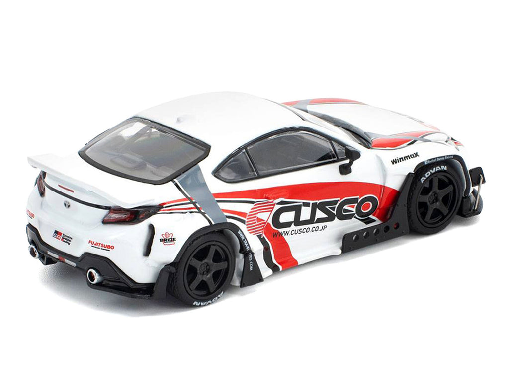 Toyota Pandem GR86 "Cusco" White with Racing Graphics 1/64 Diecast Model Car by Pop Race-0