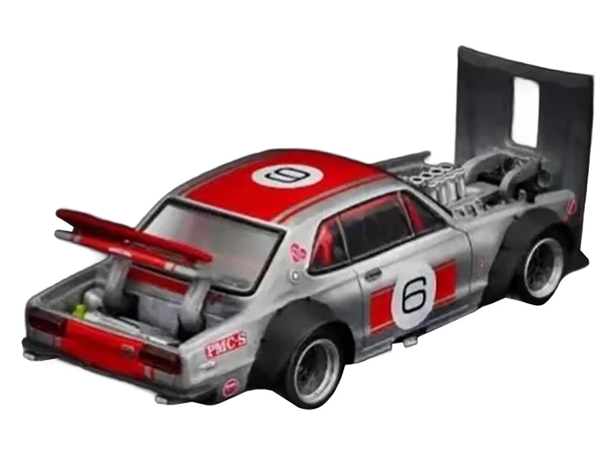 Skyline GT-R V8 Drift "Hakosuka" RHD (Right Hand Drive) #6 Silver Metallic with Red Stripes "APA XPO 2025 Exclusive" 1/64 Diecast Model Car by Pop Race-2