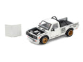 Datsun Pandem 620 Pickup Truck "Rocket Bunny Racing" White with Graphics 1/64 Diecast Model Car by Pop Race-0