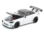 Honda Pandem S2000 RHD (Right Hand Drive) White with Carbon Hood and Top 1/64 Diecast Model Car by Pop Race-3