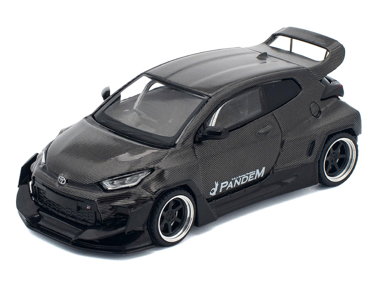 Toyota "Pandem" GR Yaris RHD (Right Hand Drive) Carbon Fiber 1/64 Diecast Model Car by Pop Race-1