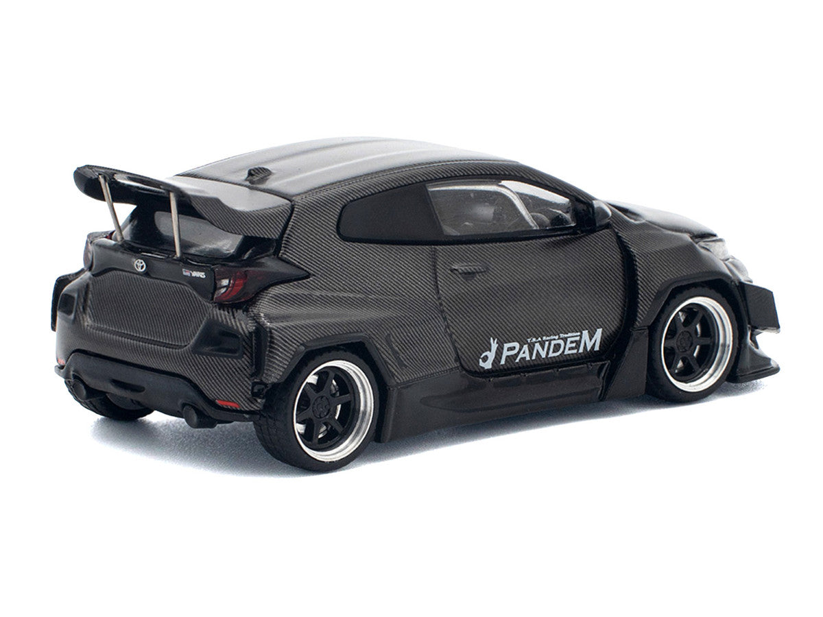 Toyota "Pandem" GR Yaris RHD (Right Hand Drive) Carbon Fiber 1/64 Diecast Model Car by Pop Race-3