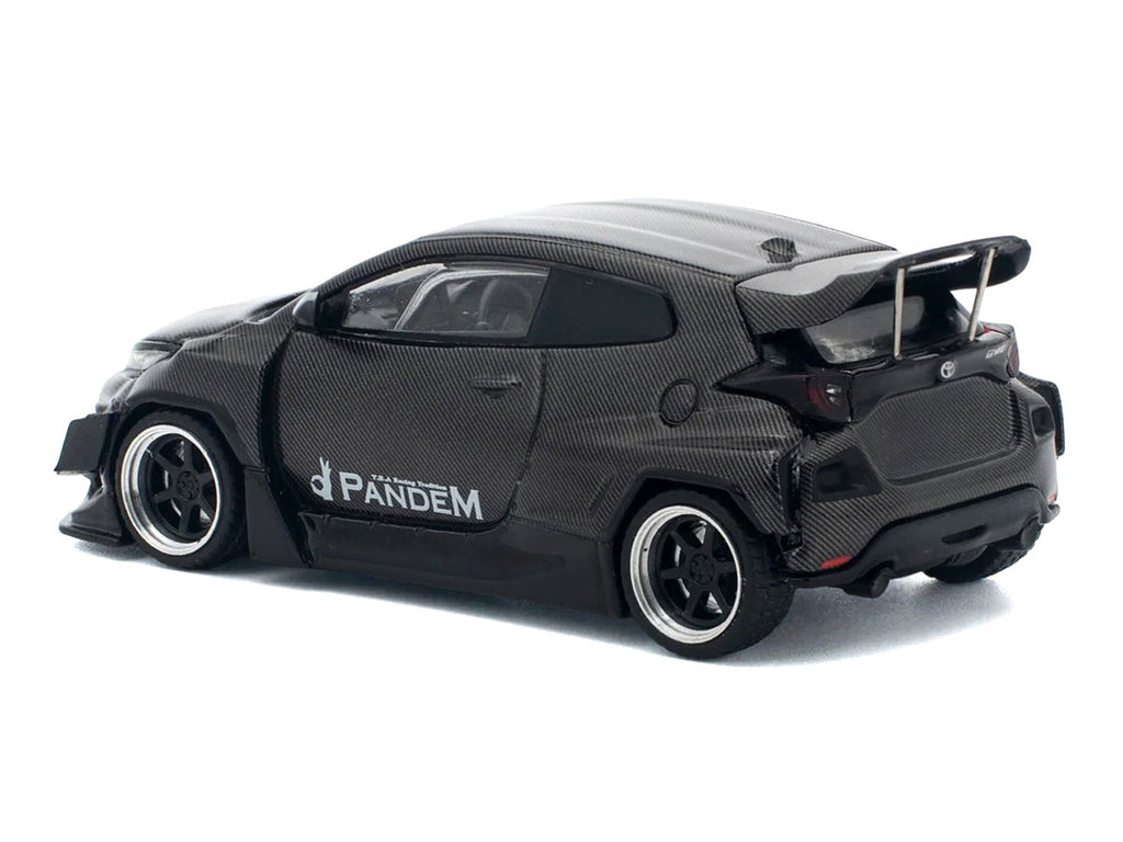 Toyota "Pandem" GR Yaris RHD (Right Hand Drive) Carbon Fiber 1/64 Diecast Model Car by Pop Race-4