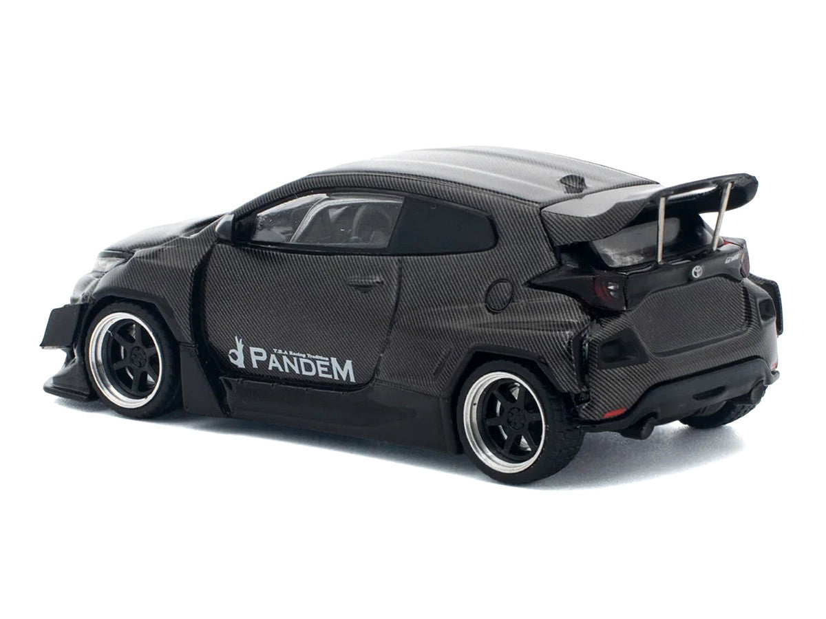 Toyota "Pandem" GR Yaris RHD (Right Hand Drive) Carbon Fiber 1/64 Diecast Model Car by Pop Race-4