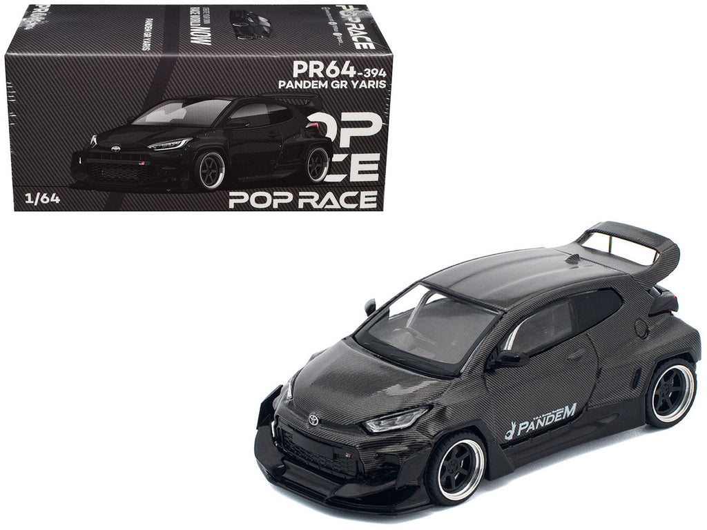 Toyota "Pandem" GR Yaris RHD (Right Hand Drive) Carbon Fiber 1/64 Diecast Model Car by Pop Race-0