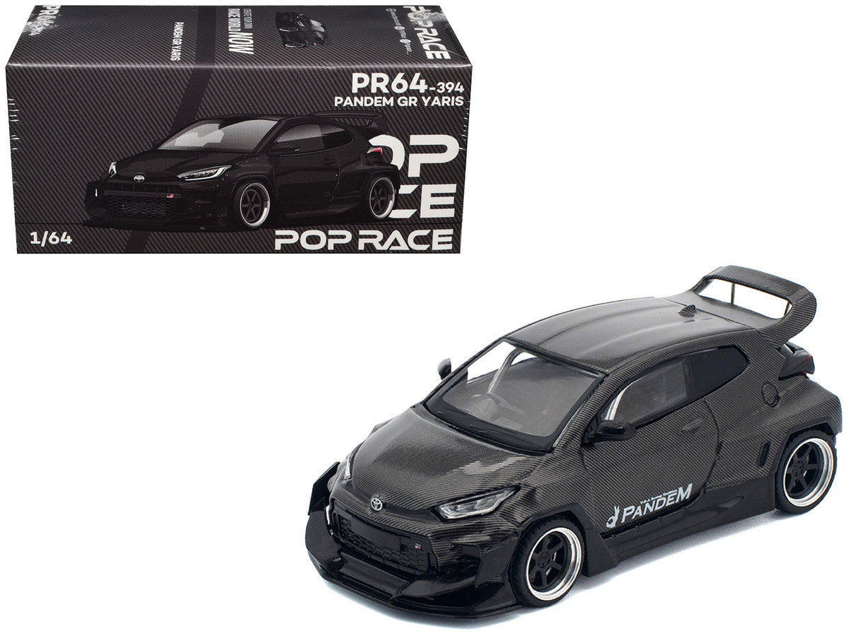 Toyota "Pandem" GR Yaris RHD (Right Hand Drive) Carbon Fiber 1/64 Diecast Model Car by Pop Race-0