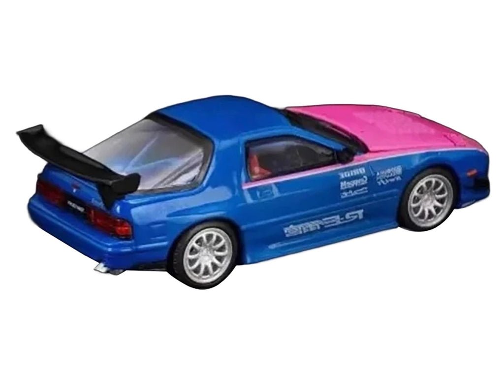 Mazda RX7 (FC3S) RE Amemiya RHD (Right Hand Drive) Blue Metallic with Pink Hood "APA XPO 2025 Exclusive" 1/64 Diecast Model Car by Pop Race-2