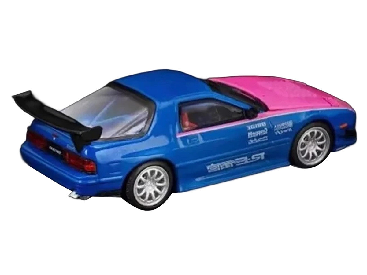 Mazda RX7 (FC3S) RE Amemiya RHD (Right Hand Drive) Blue Metallic with Pink Hood "APA XPO 2025 Exclusive" 1/64 Diecast Model Car by Pop Race-2