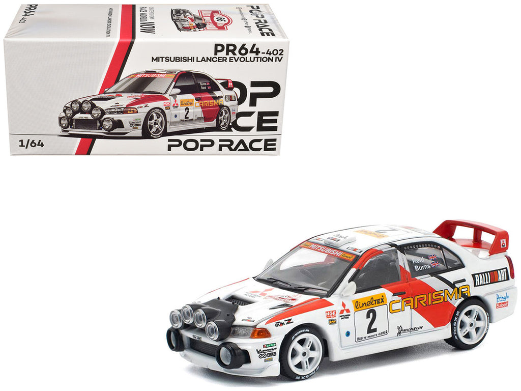Mitsubishi Lancer Evolution IV RHD (Right Hand Drive) #2 Richard Burns - Robert Reid "Monte Carlo Rally" (1998) 1/64 Diecast Model Car by Pop Race-4