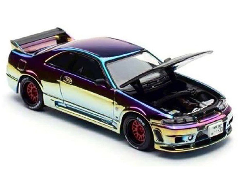 Skyline GT-R (R33) RHD (Right Hand Drive) Chameleon Chrome with Carbon Hood "APA XPO 2025 Exclusive" 1/64 Diecast Model Car by Pop Race-1