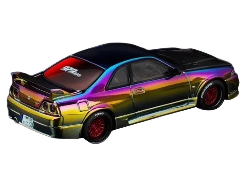 Skyline GT-R (R33) RHD (Right Hand Drive) Chameleon Chrome with Carbon Hood "APA XPO 2025 Exclusive" 1/64 Diecast Model Car by Pop Race-2