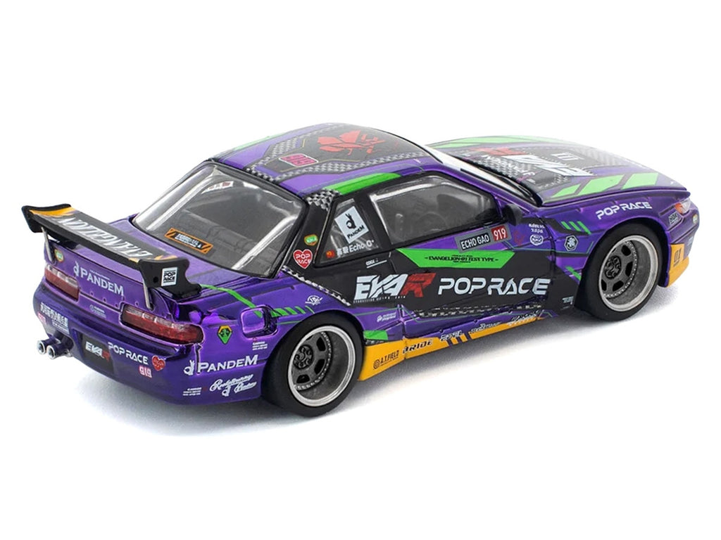 Pandem S13 RHD (Right Hand Drive) "EVA RT Test Type-01" Purple Metallic with Graphics 1/64 Diecast Model Car by Pop Race-1