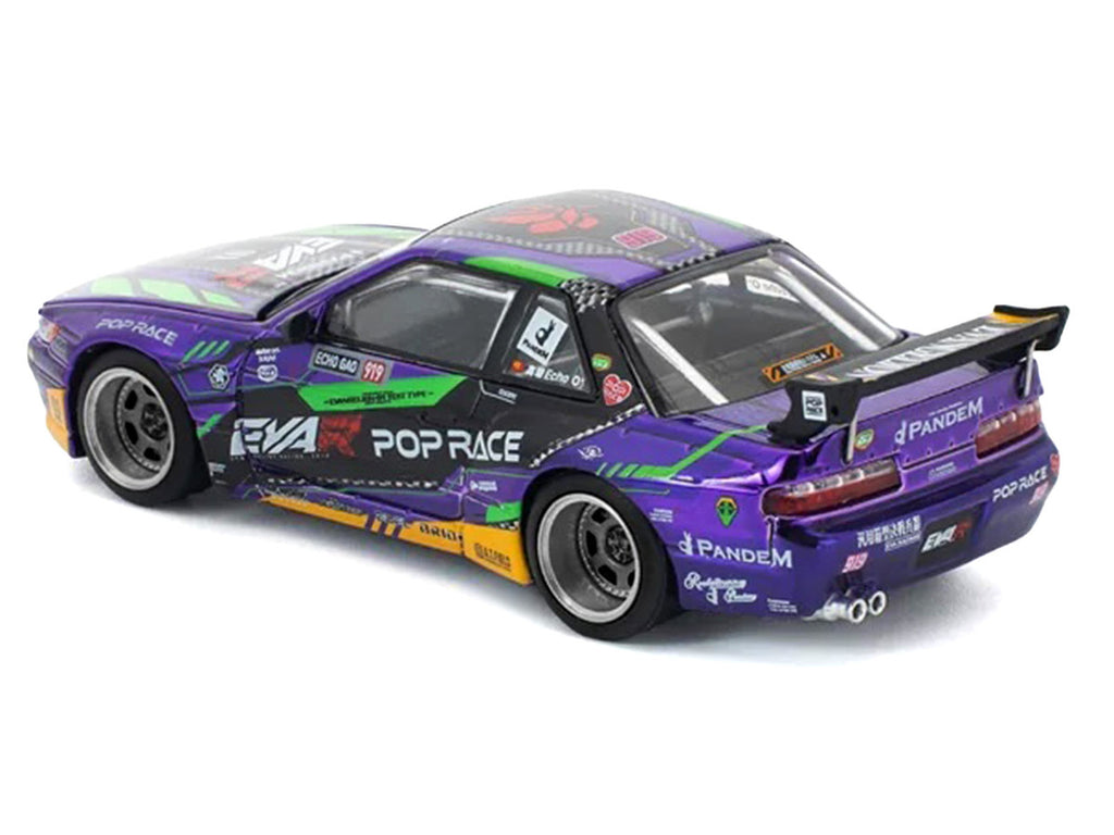 Pandem S13 RHD (Right Hand Drive) "EVA RT Test Type-01" Purple Metallic with Graphics 1/64 Diecast Model Car by Pop Race-0