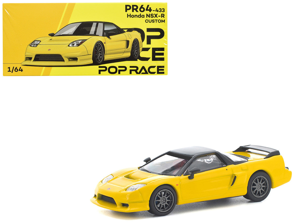 Honda NSX-R RHD (Right Hand Drive) Custom Yellow with Black Top 1/64 Diecast Model Car by Pop Race-4