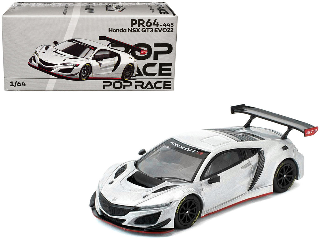 Honda NSX GT3 EVO22 Silver Metallic "Brazilian Event Exclusive" 1/64 Diecast Model Car by Pop Race-4