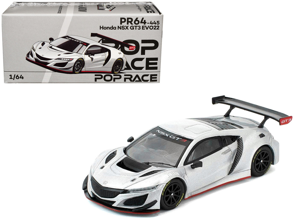 Honda NSX GT3 EVO22 Silver Metallic "Brazilian Event Exclusive" 1/64 Diecast Model Car by Pop Race-4