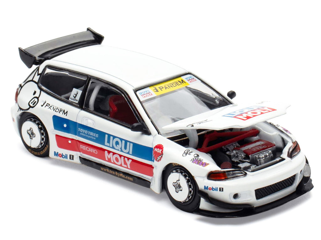 Pandem Civic EG6 RHD (Right Hand Drive) White with Stripes and Graphics "VDX - Tokyo Auto Salon Hong Kong 2025" Special Edition 1/64 Diecast Model Car by Pop Race-2