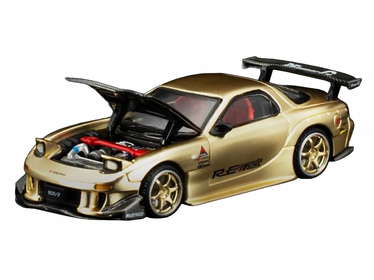 Mazda RX7 (FD3S) RE Amemiya RHD (Right Hand Drive) Gold Metallic with Carbon Hood "Thailand Diecast Expo 2026" 1/64 Diecast Model Car by Pop Race-2