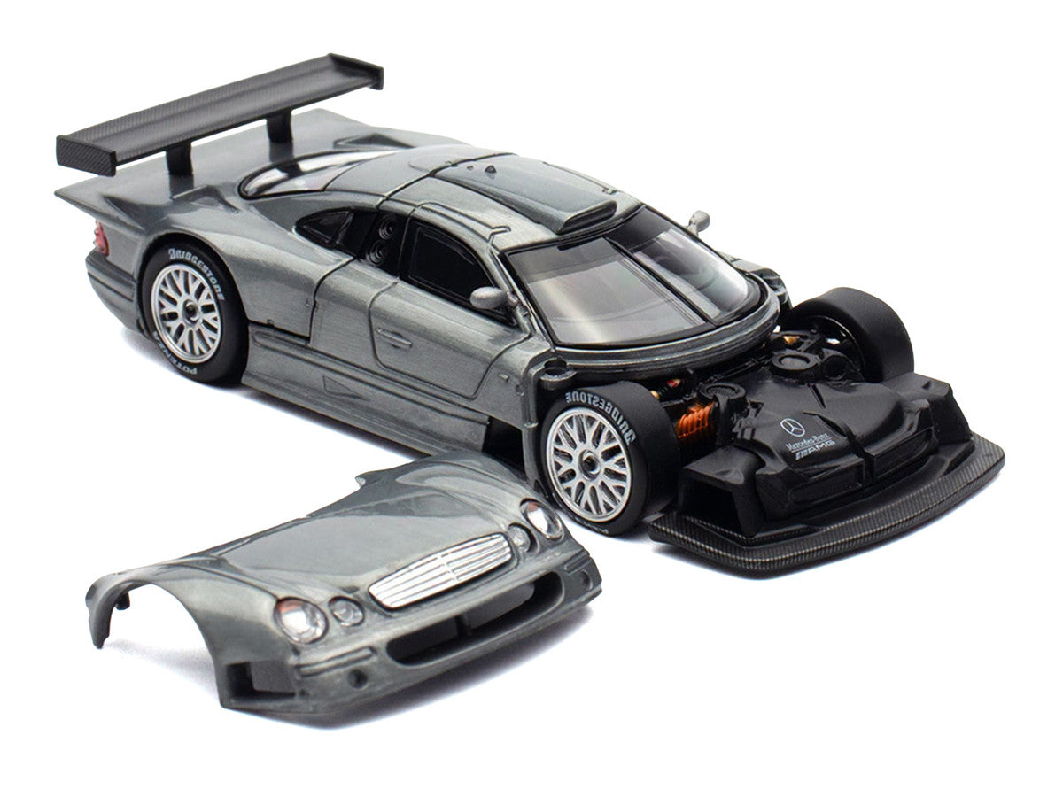 Mercedes-Benz CLK GTR Raw Metal 1/64 Diecast Model Car by Pop Race-1