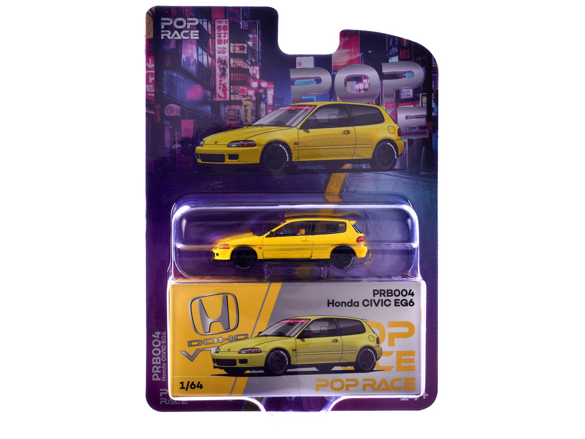 Honda Civic EG6 RHD (Right Hand Drive) Yellow "Vancouver 2026 Event Edition" 1/64 Diecast Model Car by Pop Race-1