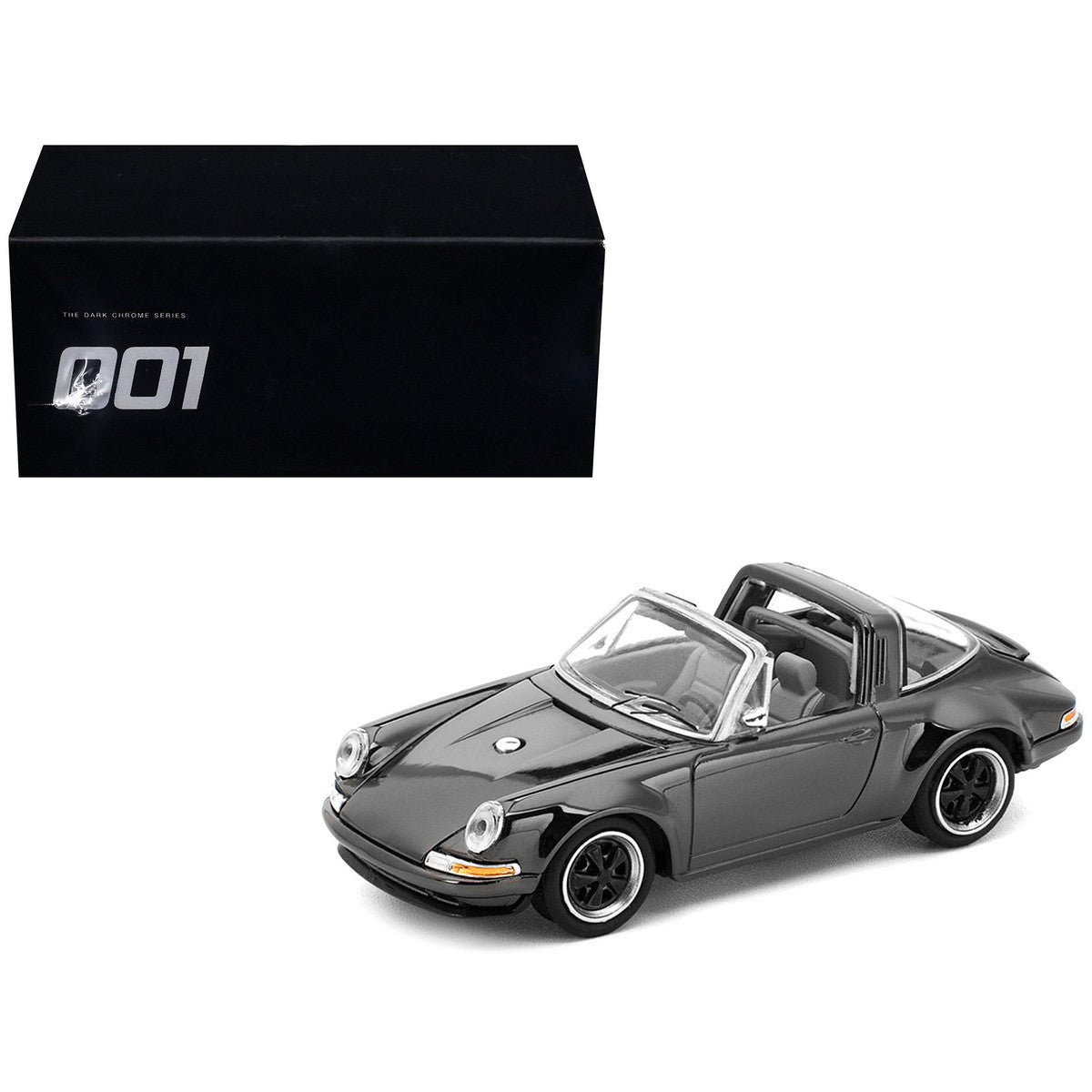 Singer Targa Dark Chrome "The Dark Chrome Series" 1/64 Diecast Model Car by Pop Race-0