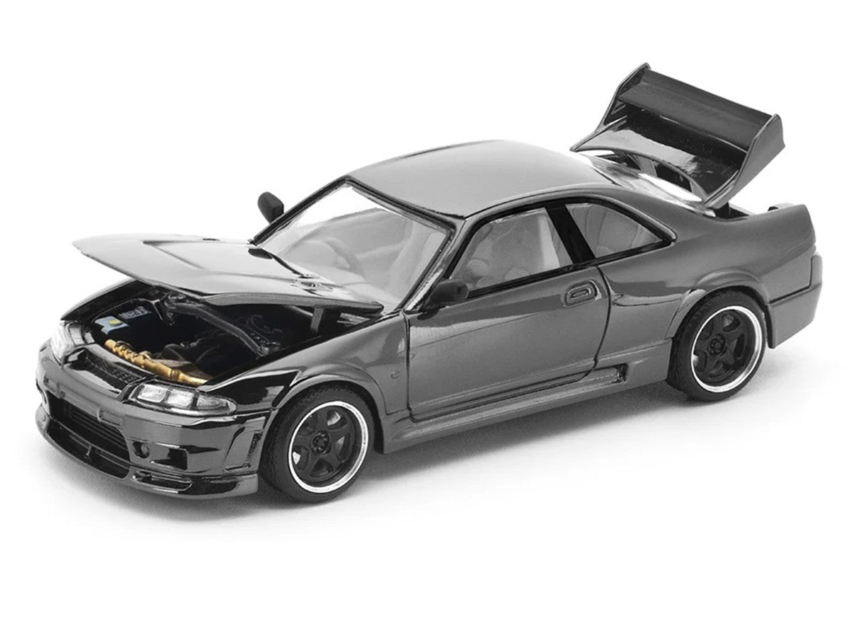 GTR R33 400R RHD (Right Hand Drive) Dark Chrome "The Dark Chrome Series" 1/64 Diecast Model Car by Pop Race-2