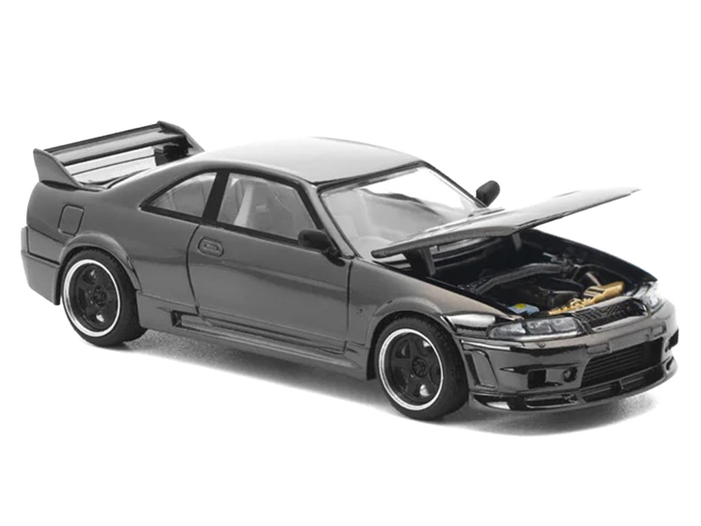 GTR R33 400R RHD (Right Hand Drive) Dark Chrome "The Dark Chrome Series" 1/64 Diecast Model Car by Pop Race-1