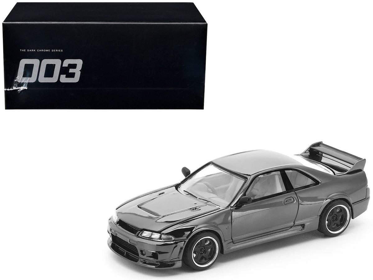 GTR R33 400R RHD (Right Hand Drive) Dark Chrome "The Dark Chrome Series" 1/64 Diecast Model Car by Pop Race-4