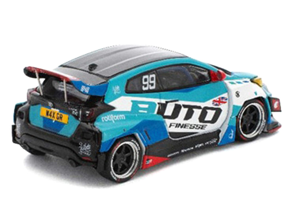 Pandem GR Yaris RHD (Right Hand Drive) #99 "Auto Finesse" Blue and White with Graphics "Enigma Exclusive Edition" 1/64 Diecast Model Car by Pop Race-2