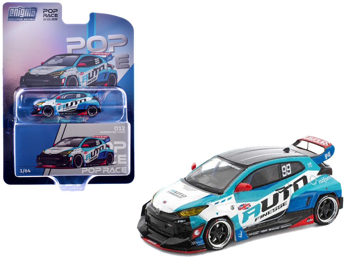 Pandem GR Yaris RHD (Right Hand Drive) #99 "Auto Finesse" Blue and White with Graphics "Enigma Exclusive Edition" 1/64 Diecast Model Car by Pop Race-0