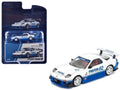 Mazda RX7 RE-Amemiya RHD (Right Hand Drive) #62 White and Blue with Graphics "Enigma Exclusive Edition" 1/64 Diecast Model Car by Pop Race-0