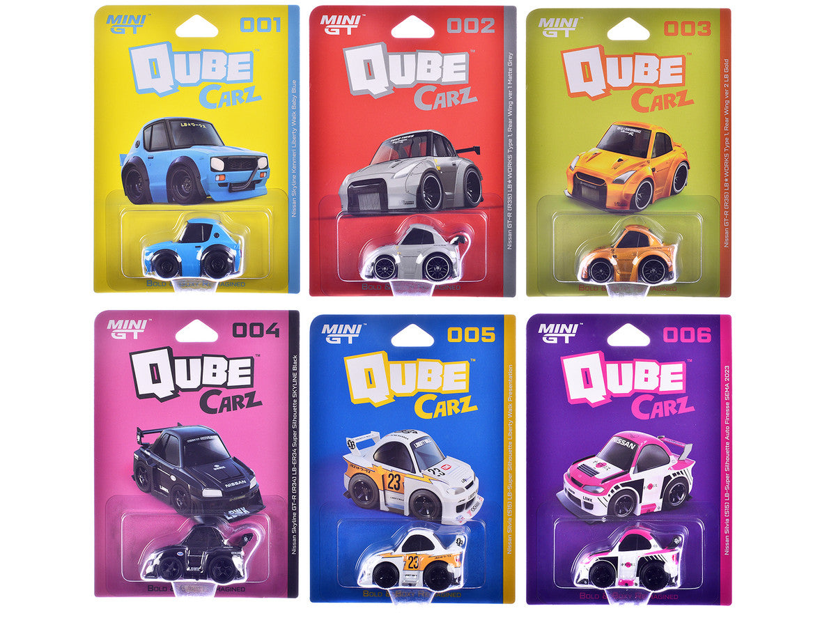 "QubeCarz" Series #1 Set of 6 pieces 1/64 Diecast Model Cars by Mini GT-0