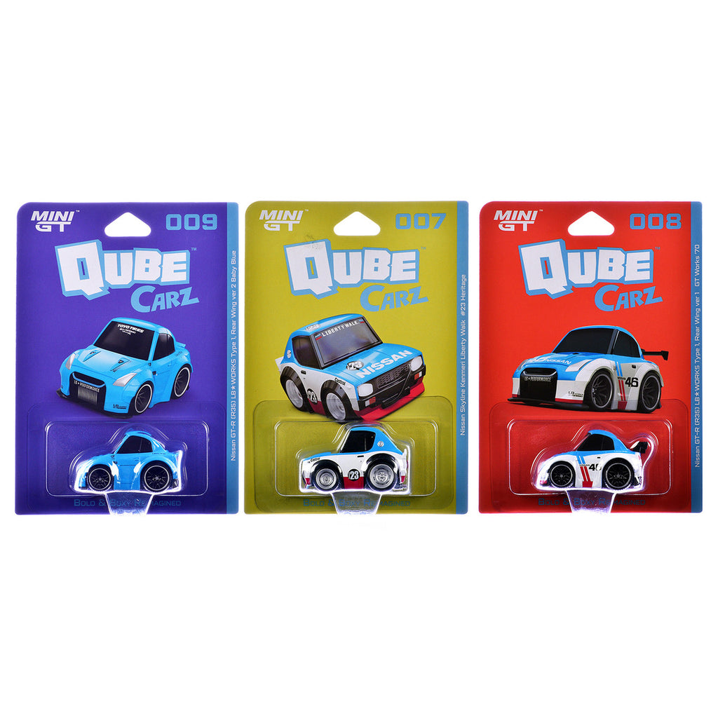 "QubeCarz" Series #2 Set of 3 pieces 1/64 Diecast Model Cars by Mini GT-4