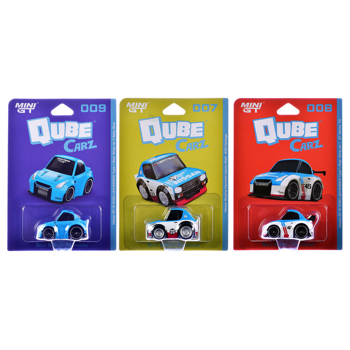 "QubeCarz" Series #2 Set of 3 pieces 1/64 Diecast Model Cars by Mini GT-4