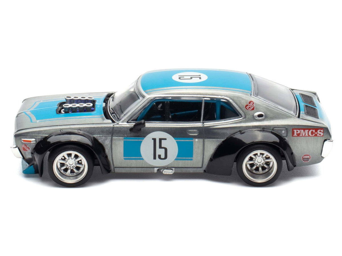 Datsun Laurel C130 RHD (Right Hand Drive) #15 Raw Metal with Blue Stripes "APA XPO 2025 Exclusive" 1/64 Diecast Model Car by Pop Race-0