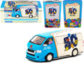 Toyota Hiace Widebody Van "Mr. Men Little Miss 50th Anniversary" (1971-2021) with METAL OIL CAN 1/64 Diecast Model Car by Tarmac Works-0