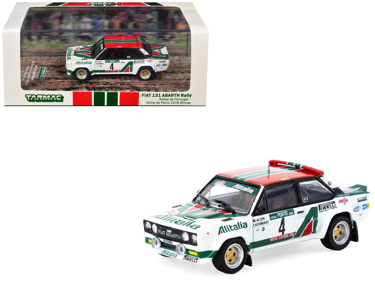 FIAT 131 ABARTH Rally #4 Markku Alen - Ilkka Kivimaki Winner "Rallye de Portugal - Vinho do Porto" (1978) "Hobby64" Series 1/64 Diecast Model Car by Tarmac Works-0