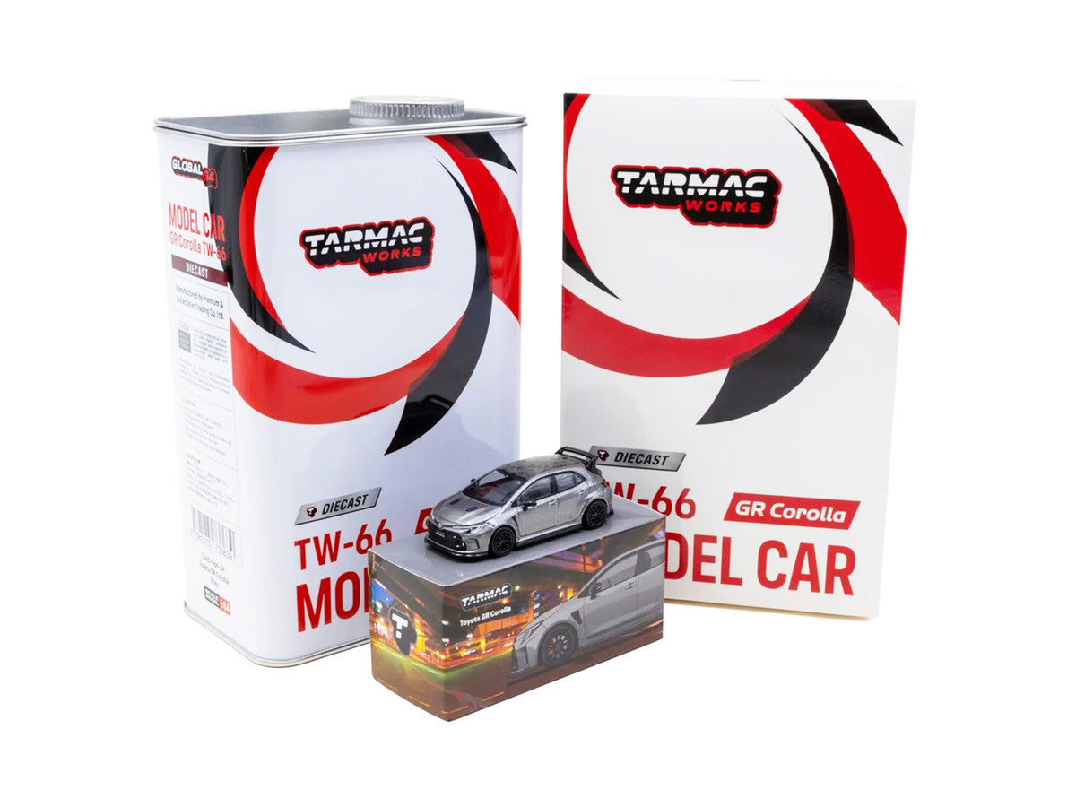 Tarmac Works 1:64 Toyota GR Corolla Gray + Oil Can Packaging — product image 5