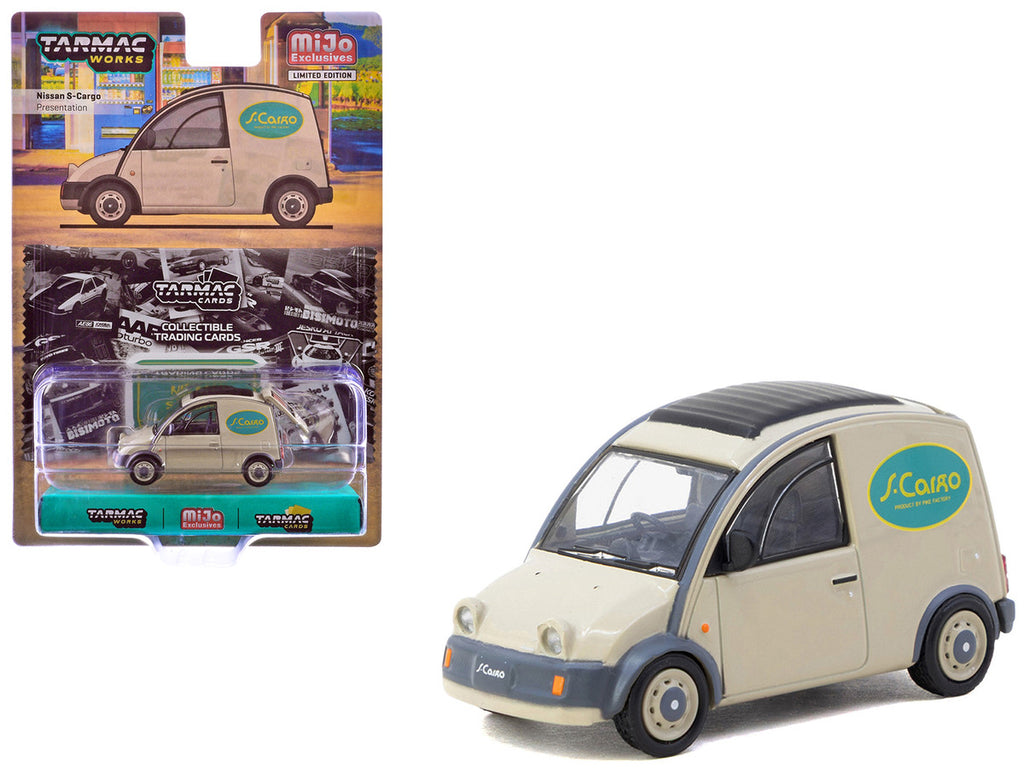Nissan S-Cargo Van RHD (Right Hand Drive) "Presentation" Beige with Tarmac Cards "Global64" Series 1/64 Diecast Model Car by Tarmac Works-0