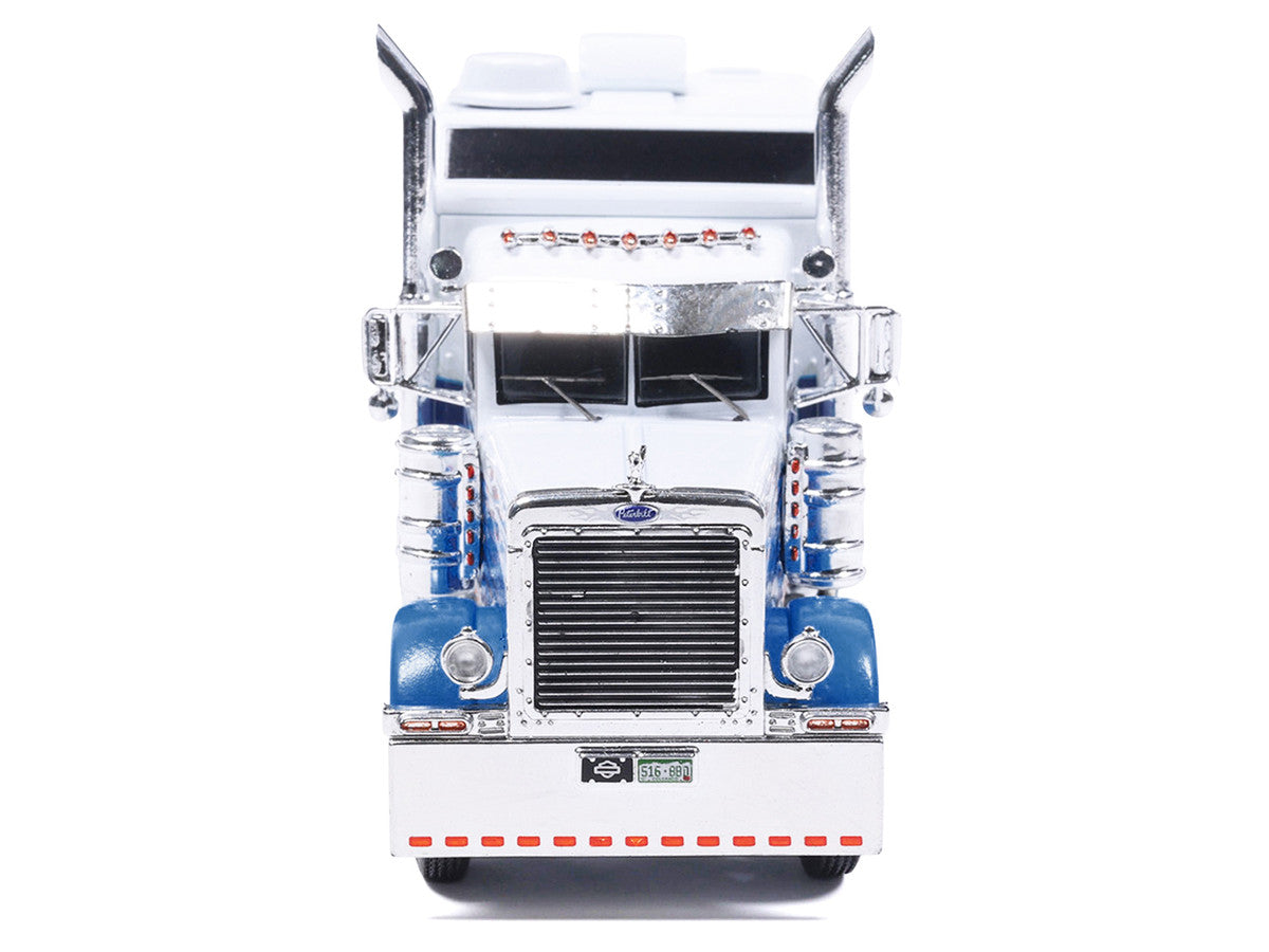 2002 Peterbilt 379 Truck Tractor White and Blue with Graphics 1/64 Diecast Model by IXO Models-0