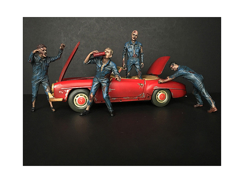 Zombie Mechanics 4 Piece Figurine Set "Got Zombies??" for 1/24 Scale Models by American Diorama-0