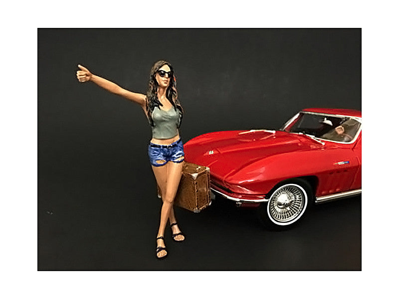 Hitchhiker 2 piece Figurine Set (Green Shirt) for 1/24 Scale Models by American Diorama-1